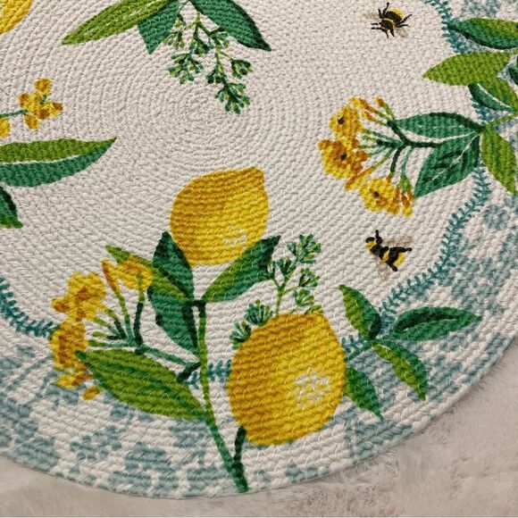 Bee Zesty Braided Round Placemat Kay Dee Designs Large 14.5” Lemons Essential - Picture 5 of 6